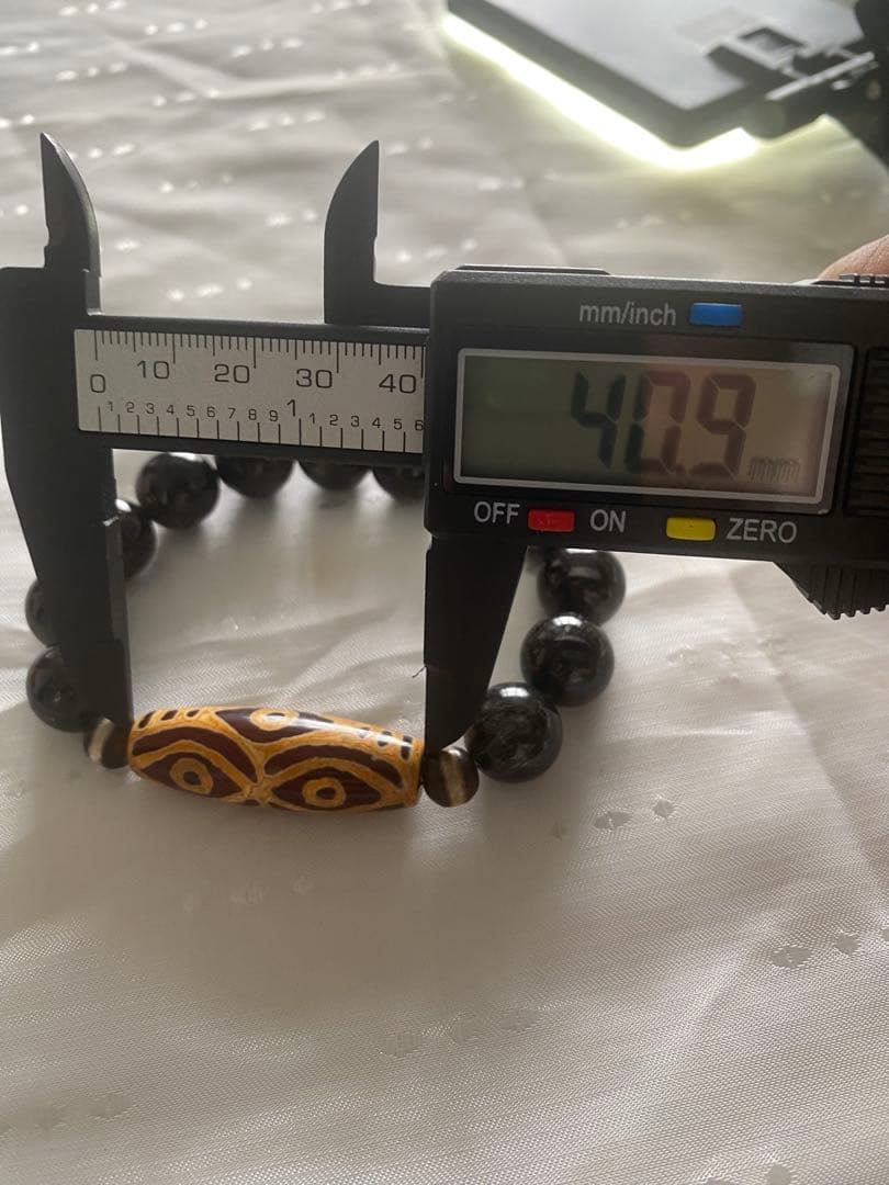 天然石　希少 六眼天珠 ブラックルチルクォーツ　ブレスレット　約14mm