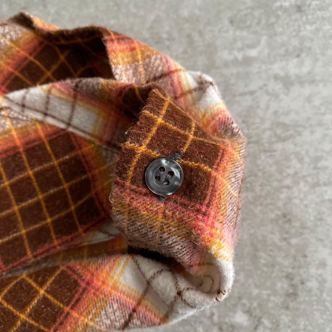 ド渋 神配色 70s CHANDLER オンブレ プリント ネルシャツ XL