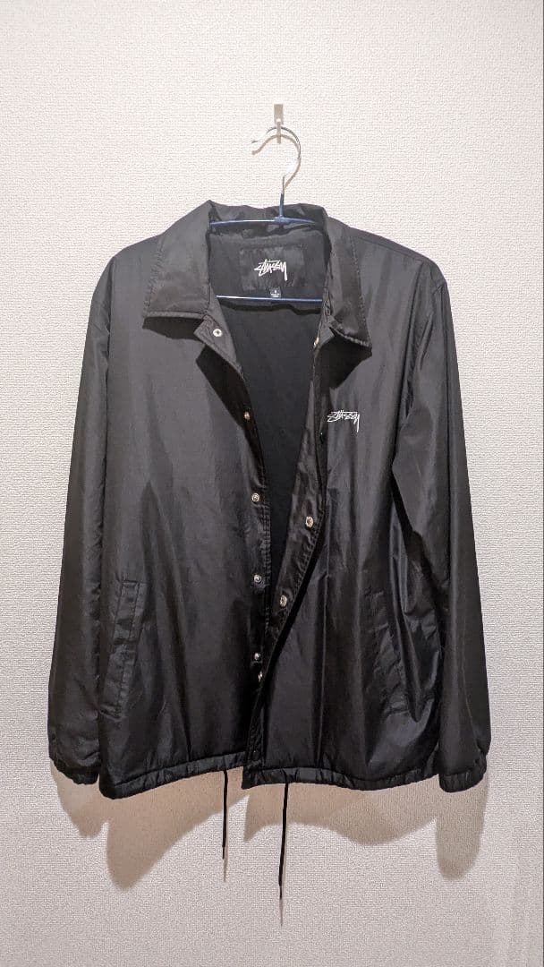 【美品:希少サイズ】Stussy ブラック ナイロンジャケット S