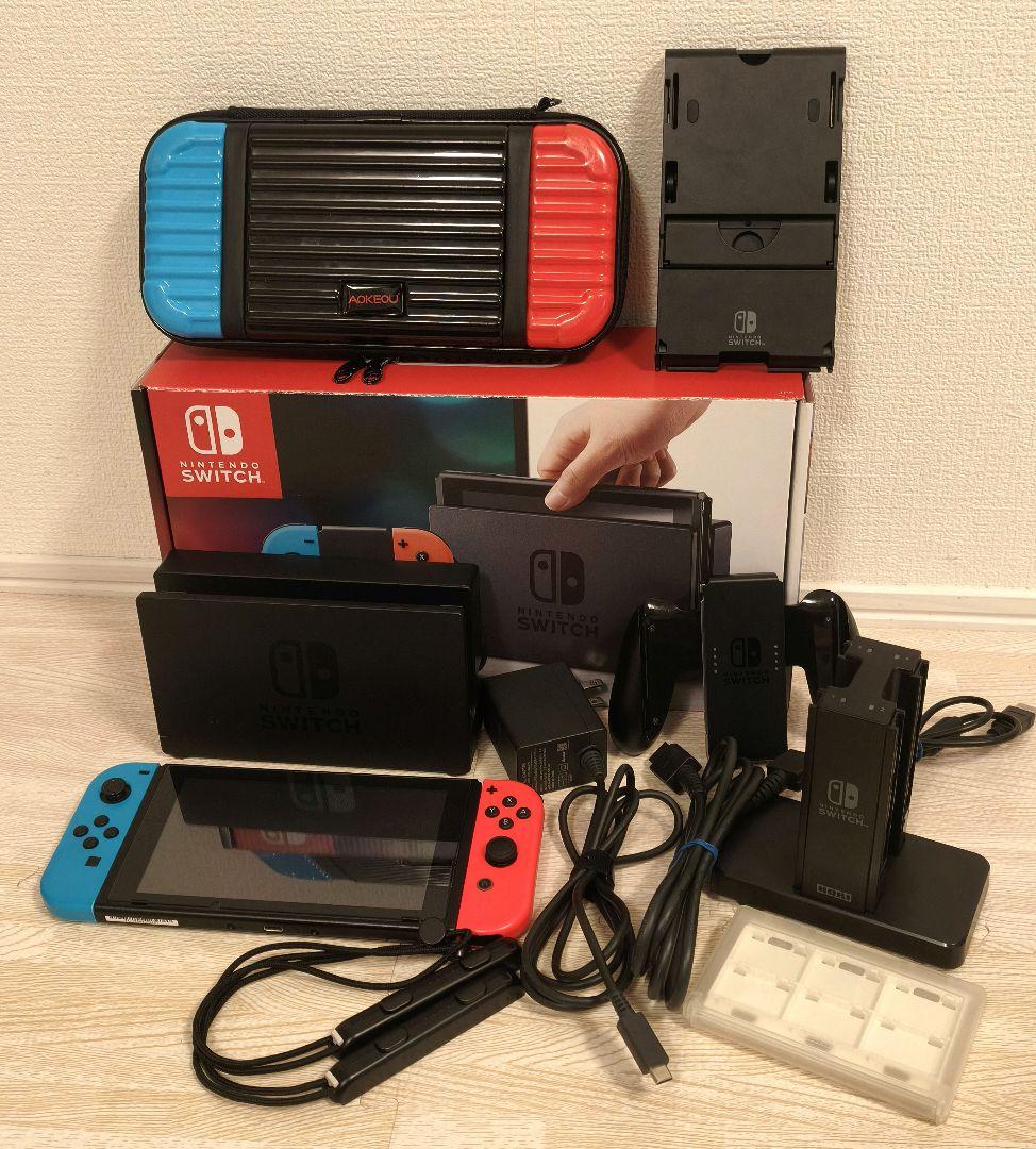 【おまけ多数】Nintendo Switchネオンブルー・ネオンレッドKABAA