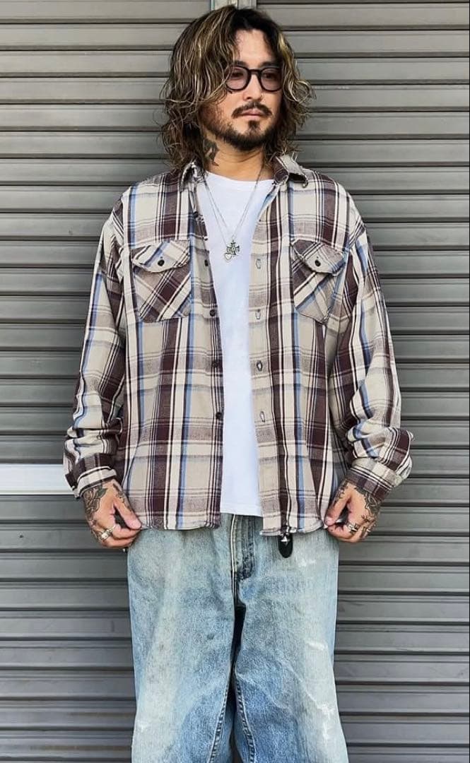 希少 高配色 FIVE BROTHER ファイブブラザー ネルシャツ USA製M