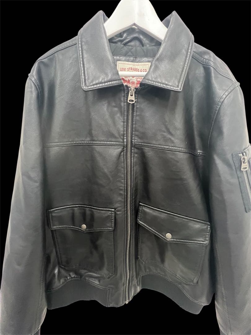 リーバイス レザージャケット A-2 フライトジャケット フェイクレザー 黒