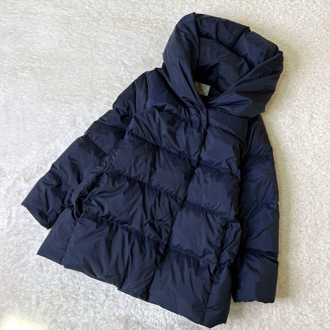 大きいサイズef-de’エフデボリュームカラーダウンコート13ネイビー