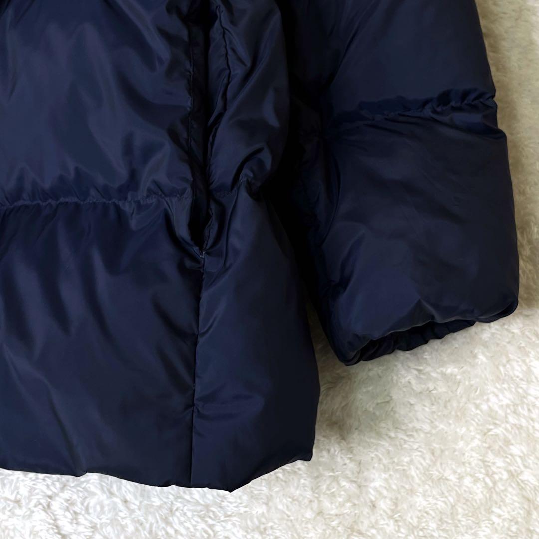 大きいサイズef-de’エフデボリュームカラーダウンコート13ネイビー