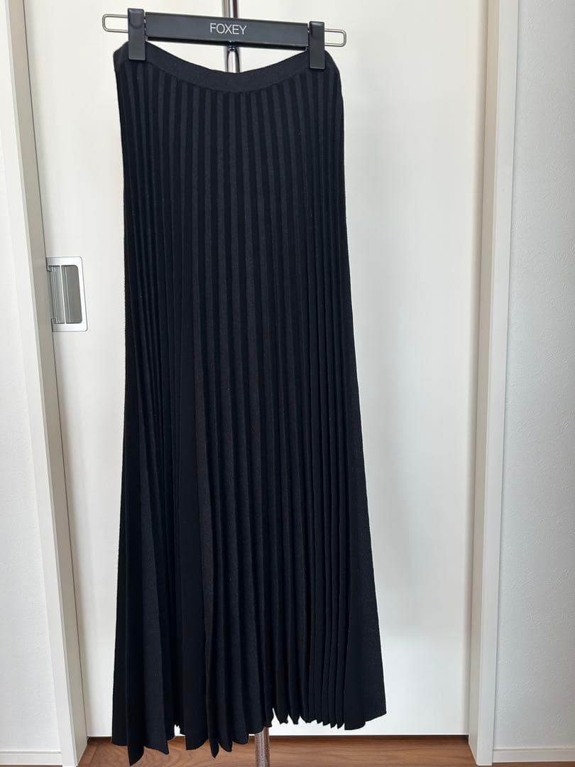 Drawer ブラック プリーツニットスカート