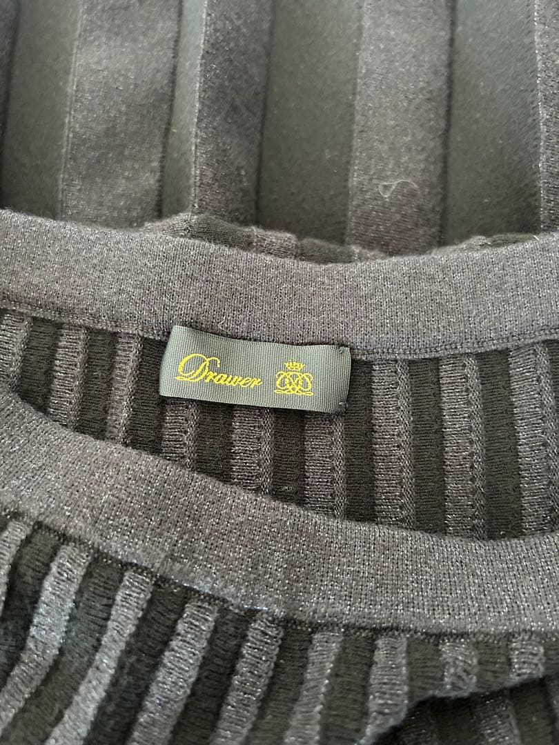 Drawer ブラック プリーツニットスカート