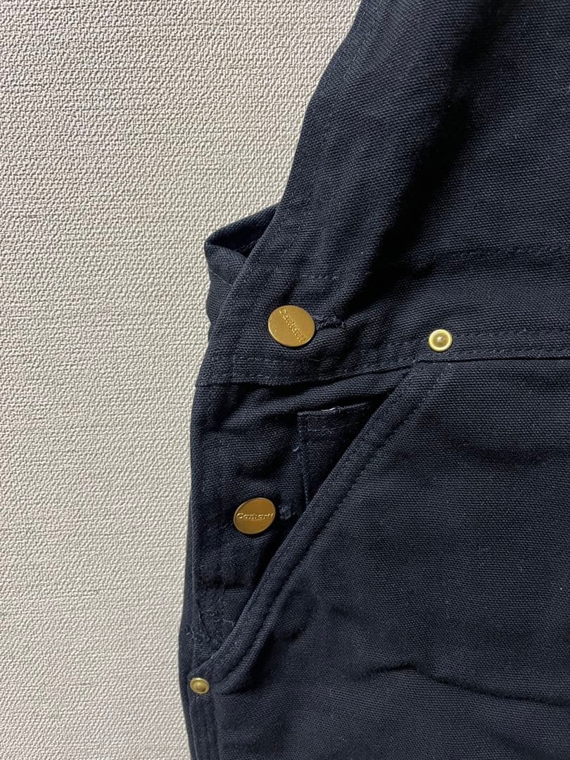 2002年 USA製 カーハート ダック ダブルニー オーバーオール ブラック