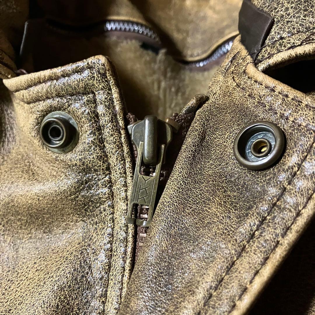 日本製vintage牛革カウレザージャケットA2フライト本革リアルレザー短丈 L