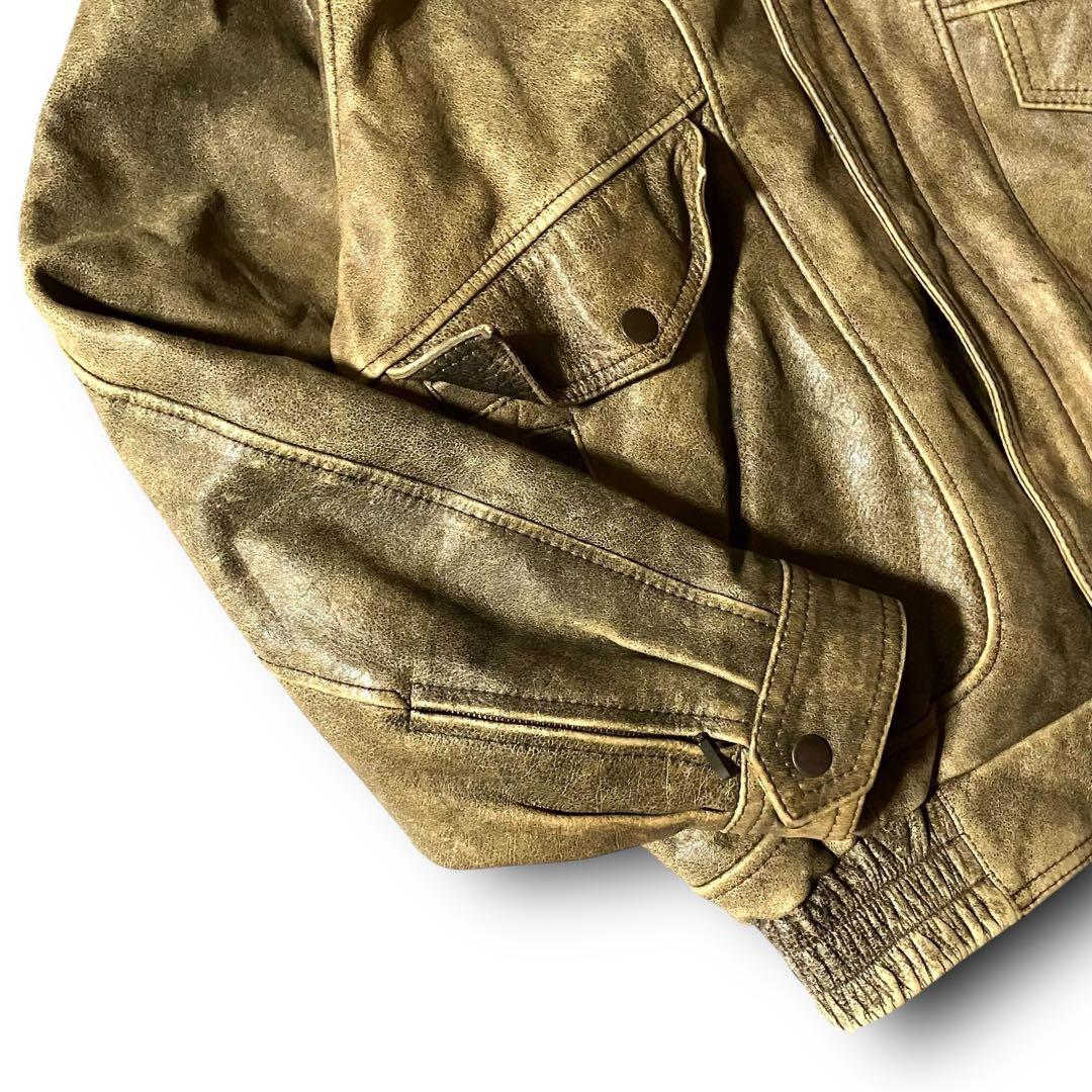 日本製vintage牛革カウレザージャケットA2フライト本革リアルレザー短丈 L