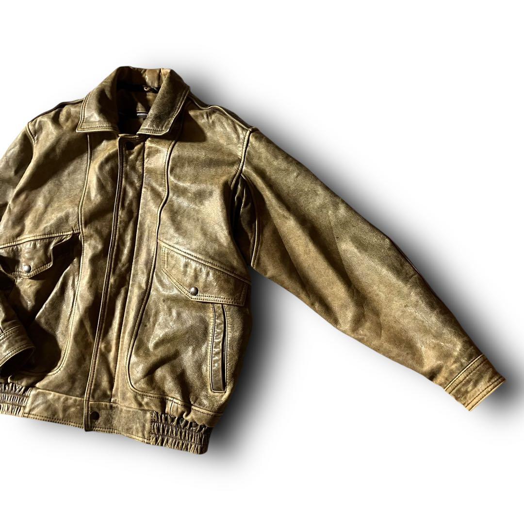 日本製vintage牛革カウレザージャケットA2フライト本革リアルレザー短丈 L