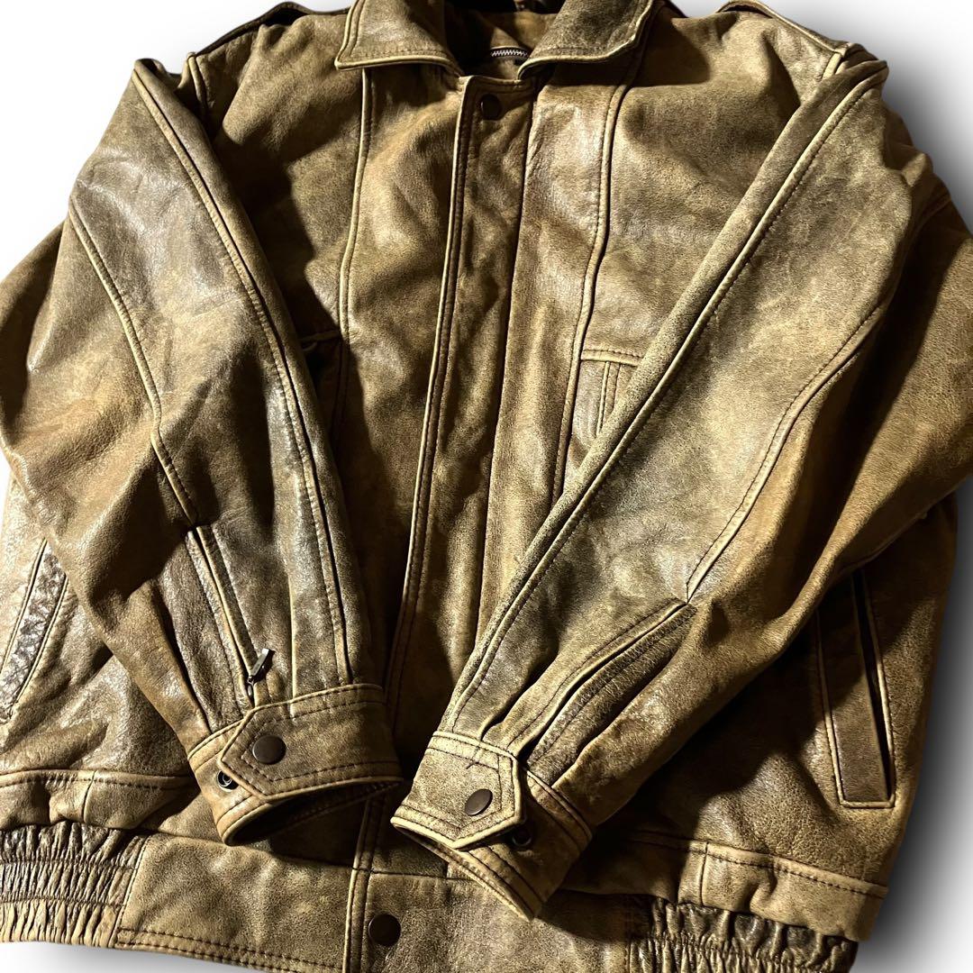 日本製vintage牛革カウレザージャケットA2フライト本革リアルレザー短丈 L