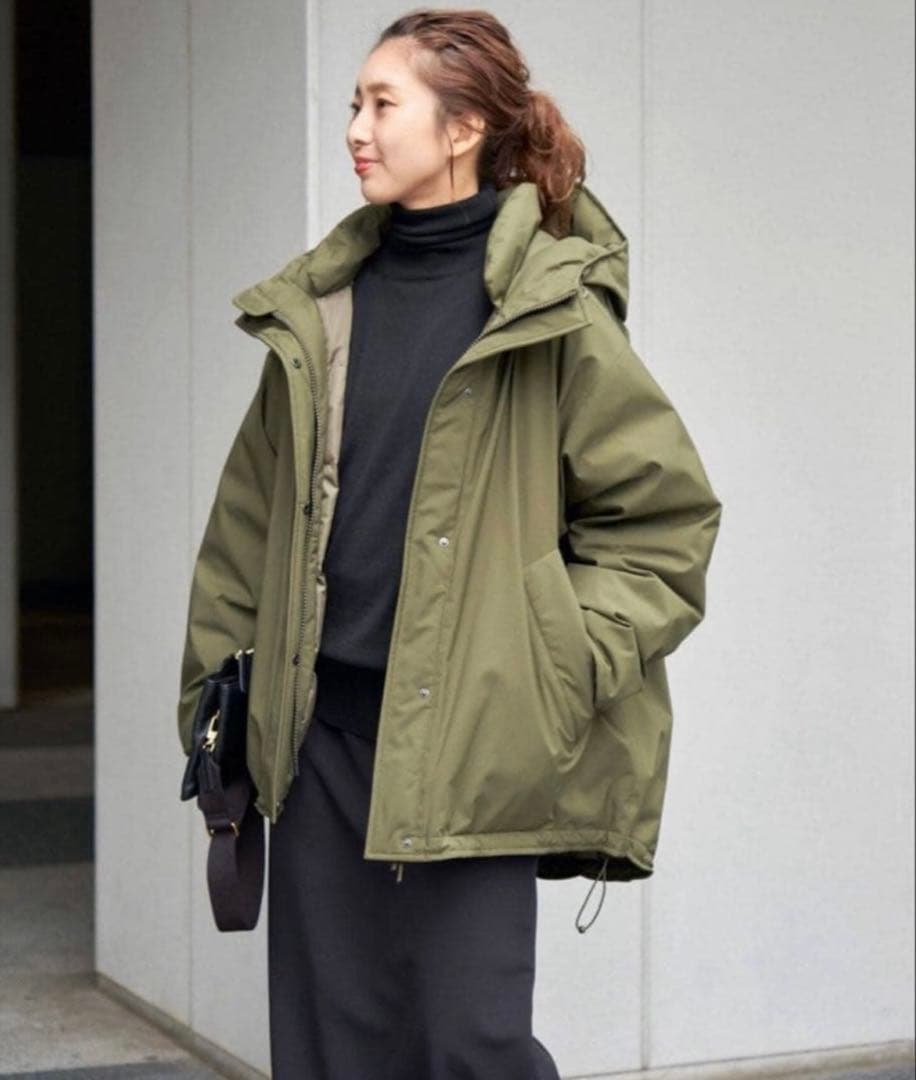 SPICK AND SPAN 24AW 撥水フーデッドダウンハーフコート 38