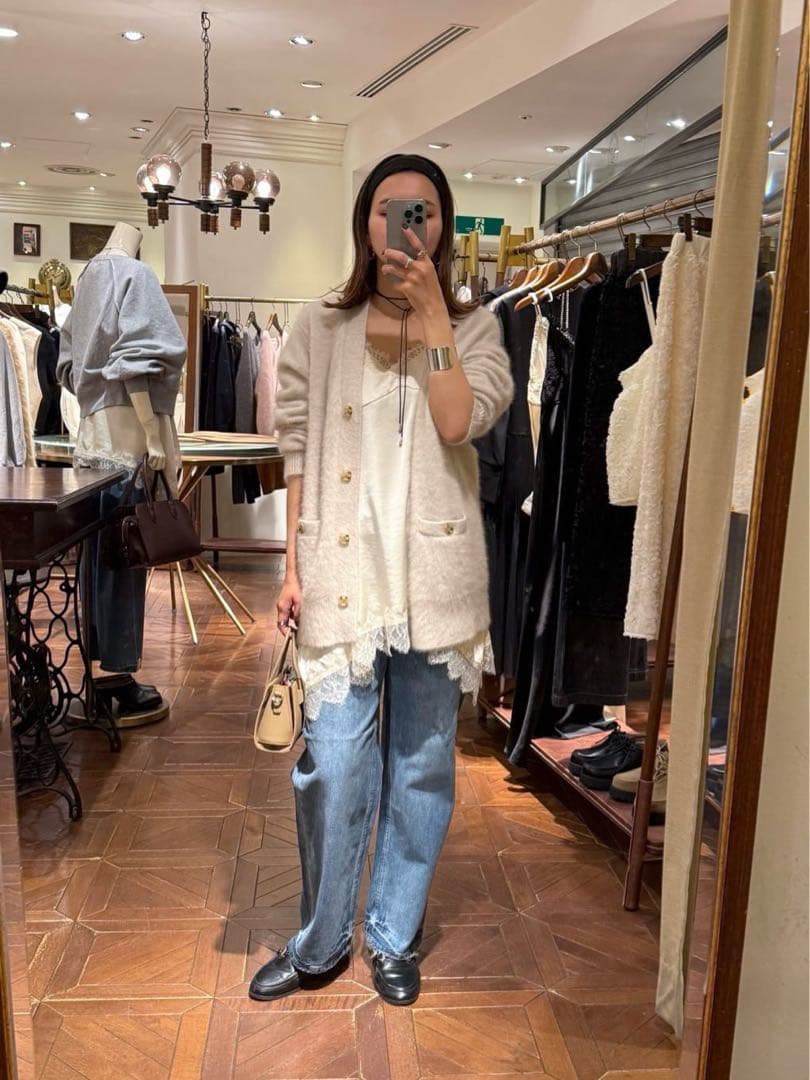 【完売 新品】Loungedressラウンジドレス　レースキャミ ホワイト