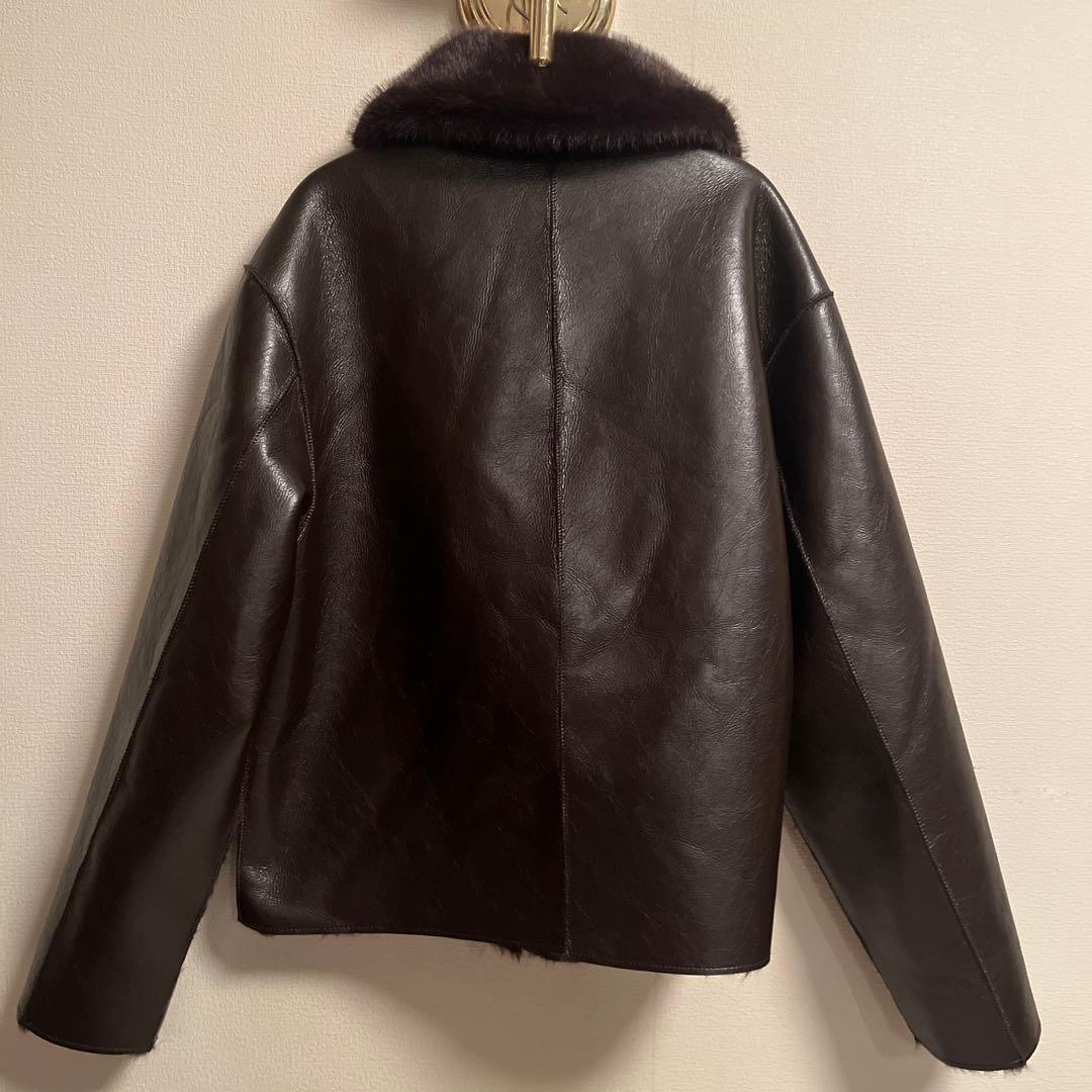 リバーシブル ダブルフェイス フェイクレザージャケット