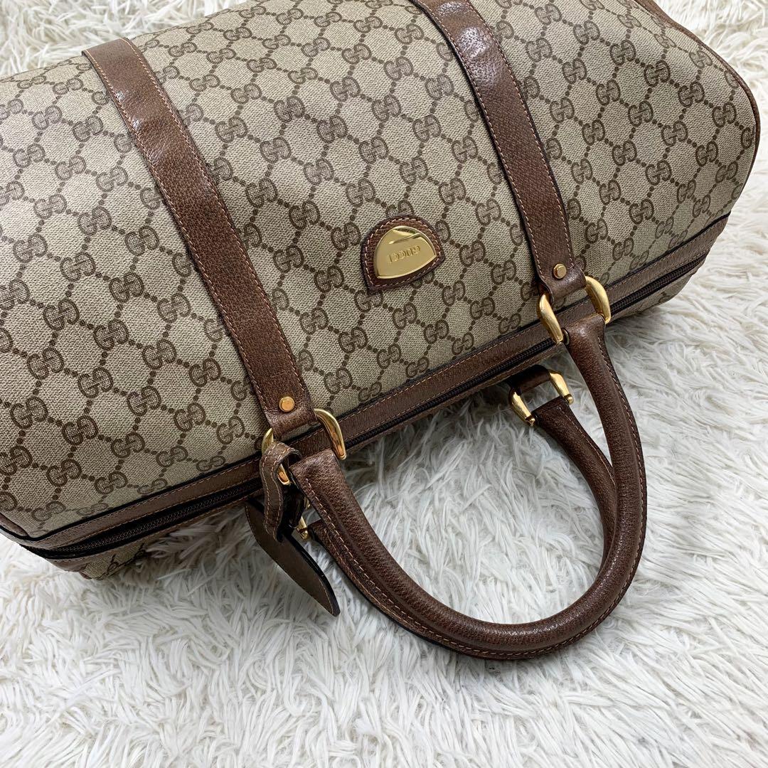 【✨美品✨】オールドグッチ ボストンバッグ 大容量 GGスプリーム ブラウン