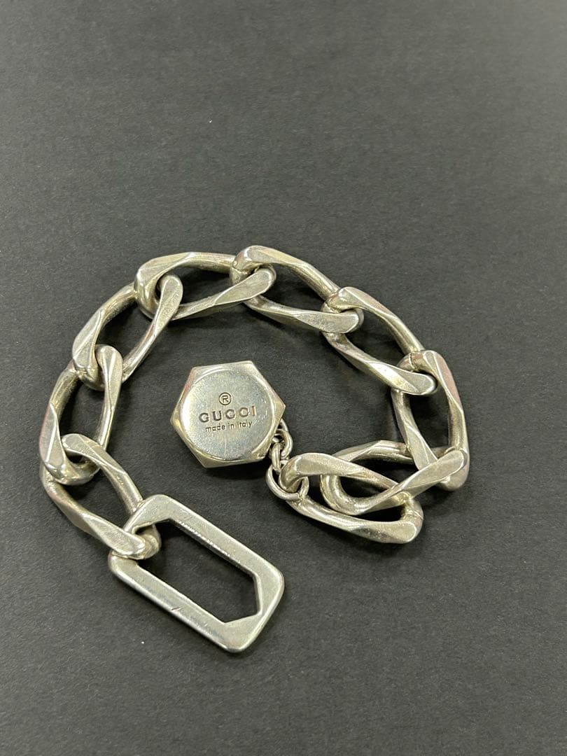 リーフGUCCI シルバー チェーンブレスレット