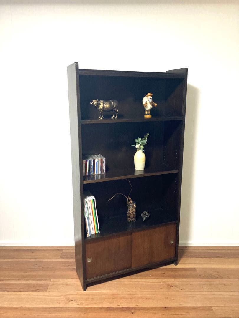 【メンテ済み】大きなビンテージの木製本棚　中板2枚可変　高さ167cm