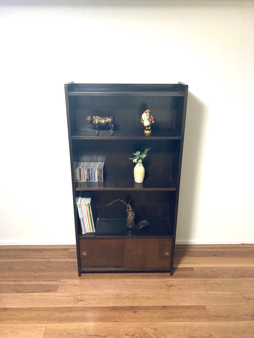 【メンテ済み】大きなビンテージの木製本棚　中板2枚可変　高さ167cm