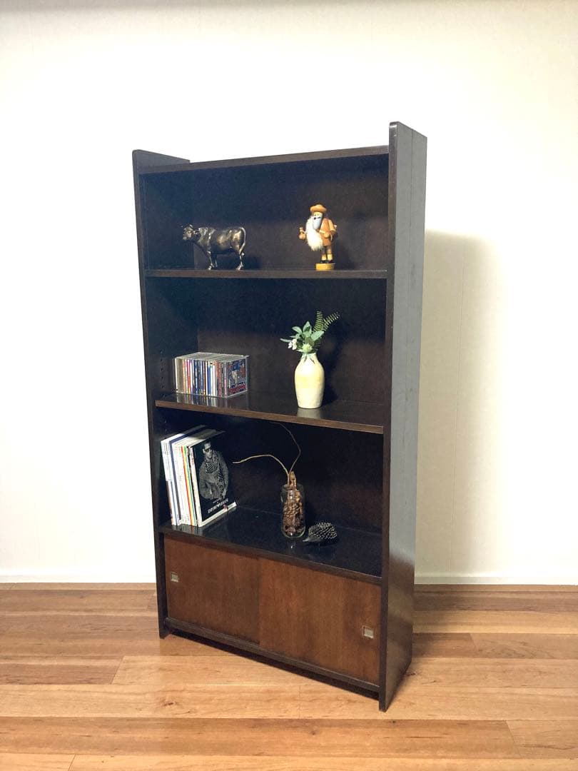 【メンテ済み】大きなビンテージの木製本棚　中板2枚可変　高さ167cm