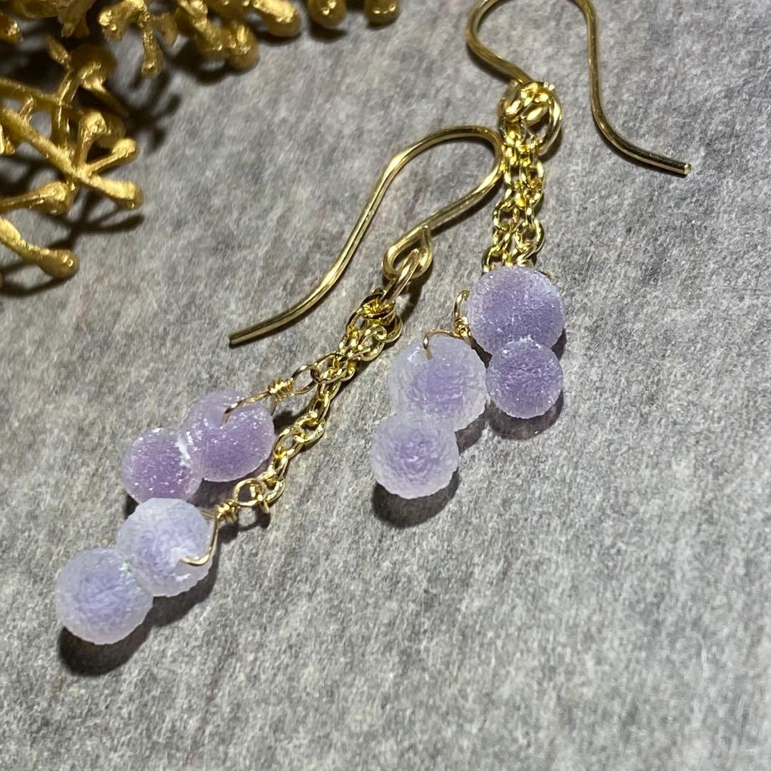 【専用です】♦︎希少♦︎グレープアゲート✴︎14kgfピアスP287•他