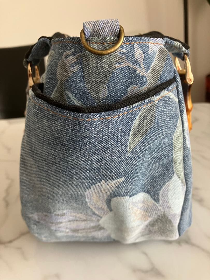 851 ピエロ　花柄デニムリメイクバック　ハンドメイド 3点