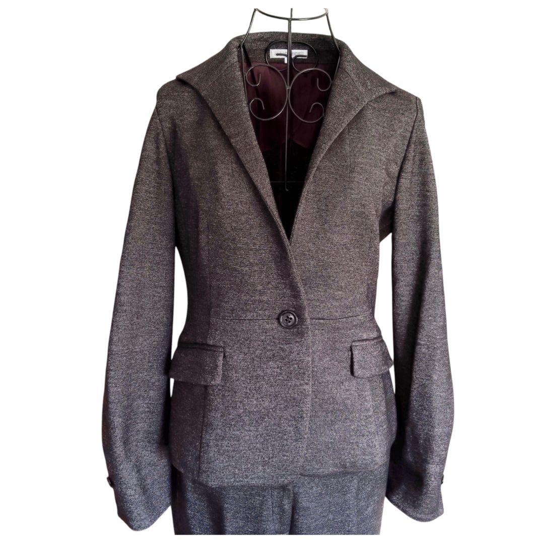 美品♡ナラカミーチェ 黒系 暖か ツィード風ウール混ストレッチパンツスーツ