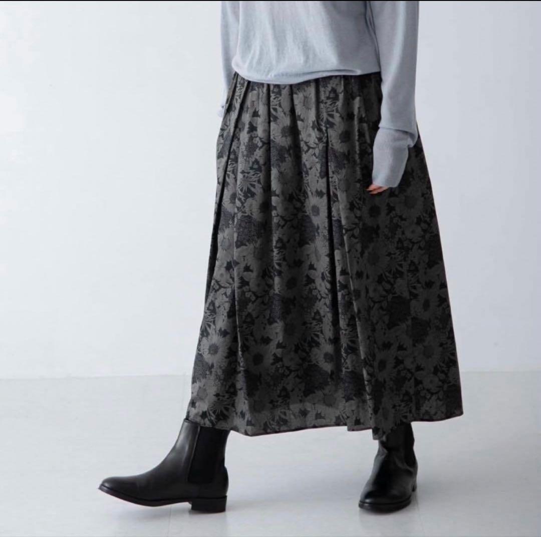 かぐれ リバティ ロングスカート　花　フレア