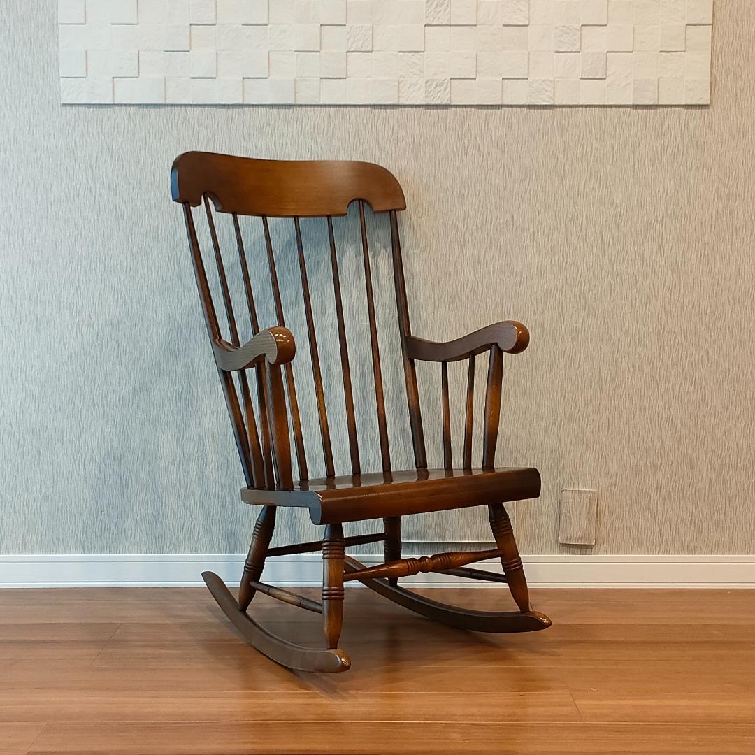 美品　飛騨産業　ロッキングチェア　穂高　キツツキ