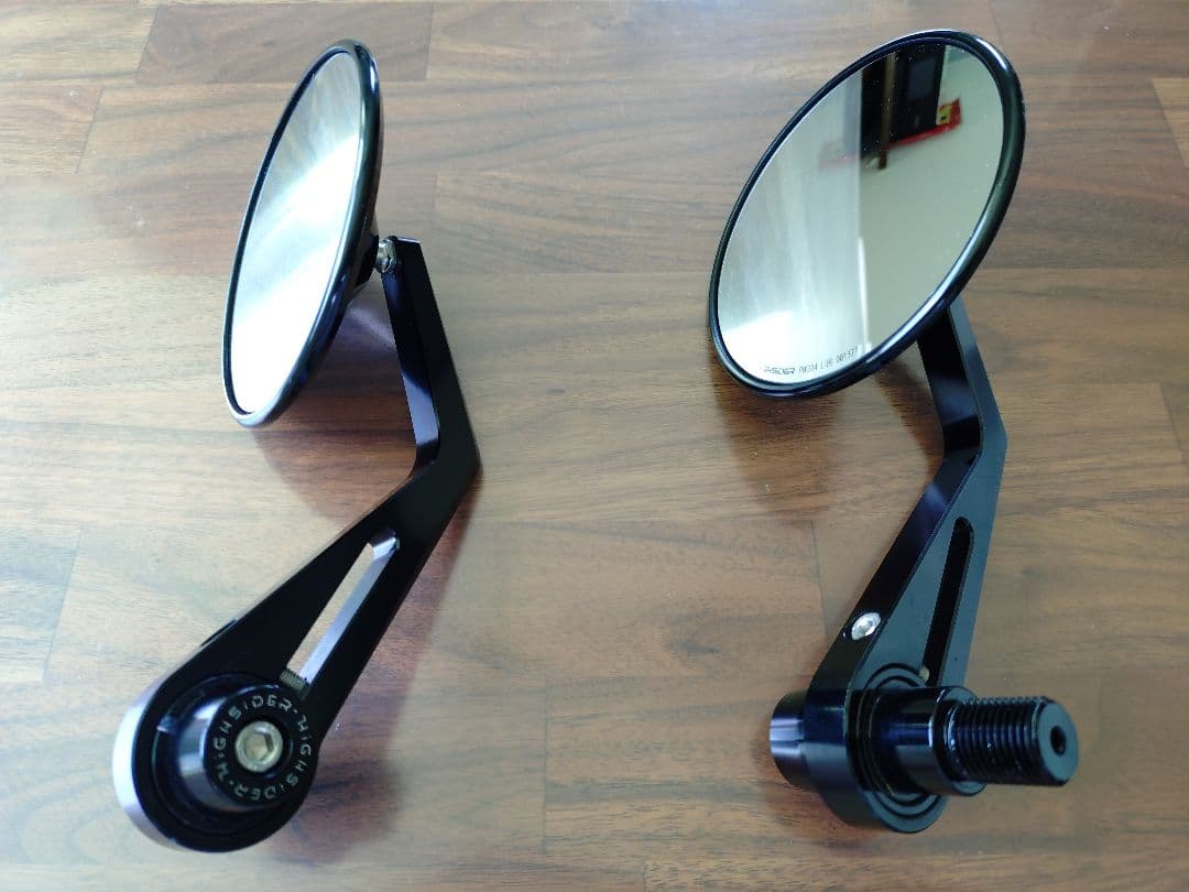 【ハイサイダー】バーエンドミラーモンタナブラック&ヤマハ車用アダプターセット