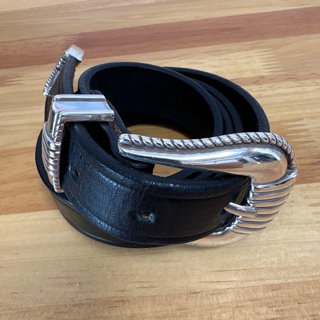 Tory レザー ブラック ベルト メタルバックル