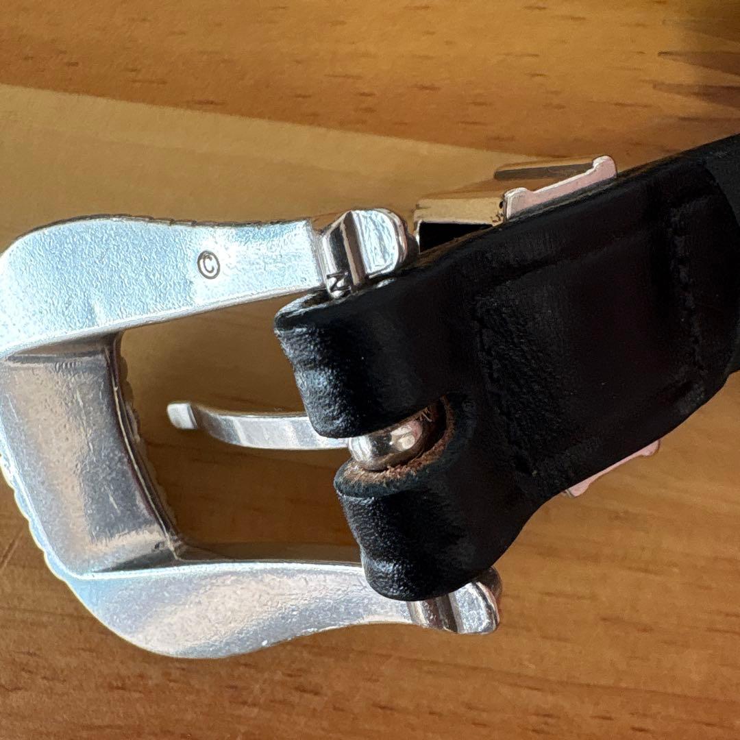 Tory レザー ブラック ベルト メタルバックル