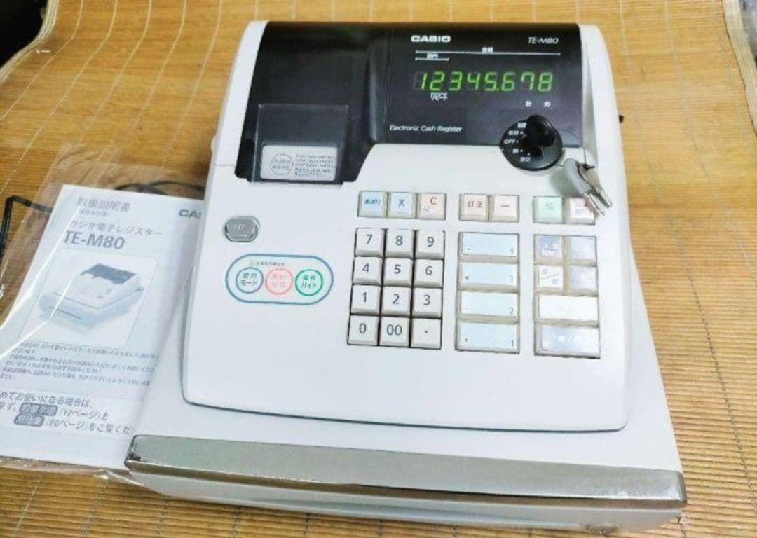 カシオレジスター　TE-M80　中古品　人気機種感熱紙　送料無料　753698