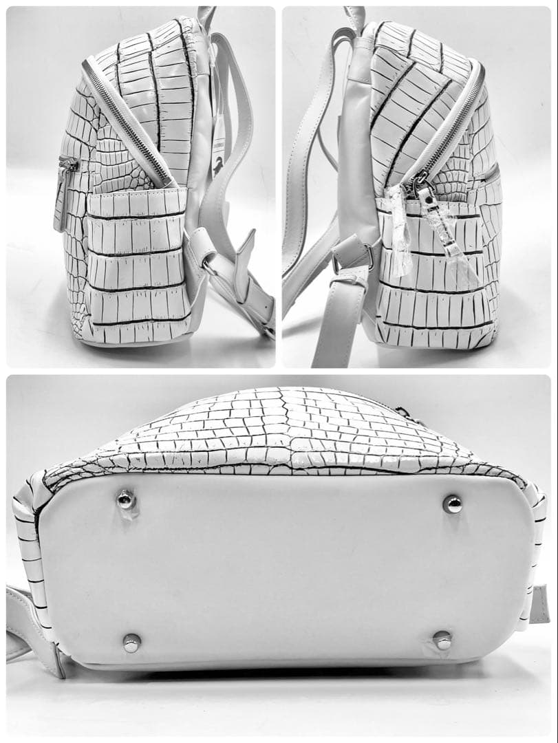 未使用◎BAG FAN バニラ 目地染め クロコダイル リュック 鰐革 リアル