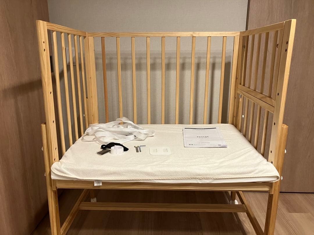 【soinel そいねーる】ミニベビーベッド ナチュラル/マットレス・ベルト付