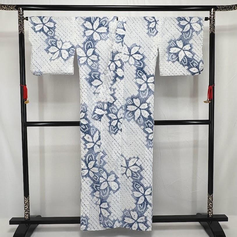 ゆりのはな　絞り浴衣　有松鳴海絞り　総絞り　浴衣　綿　絞り　浴衣　I101