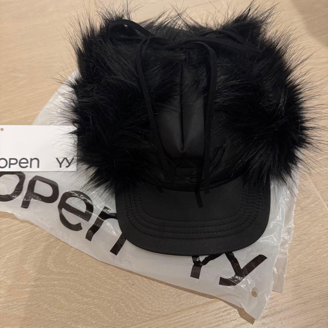OPEN YY ファーキャップ　黒