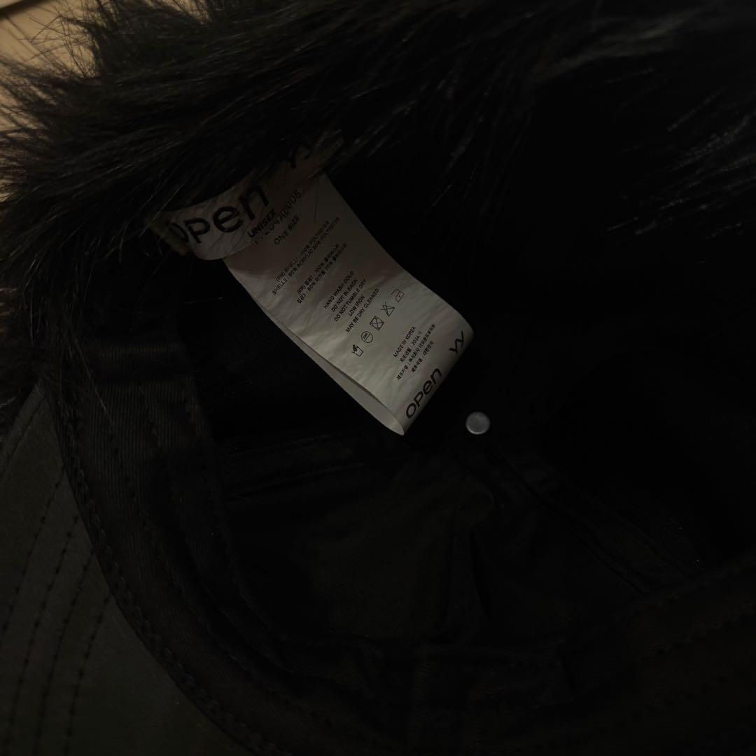 OPEN YY ファーキャップ　黒