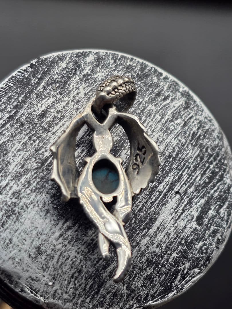 シルバー925 チャーム 天使の羽 悪魔の羽 エンジェル ターコイズ デビルアイ