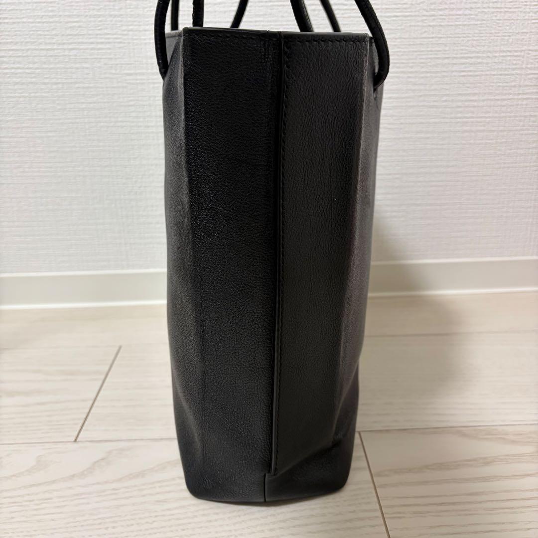 美品 バレンシアガ ショッピング トートバッグ ロゴ レザー ブラック