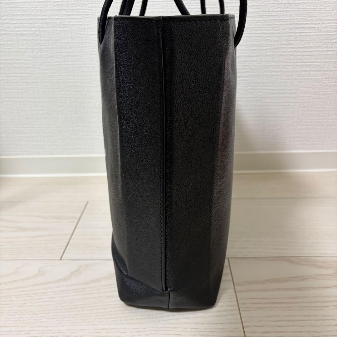 美品 バレンシアガ ショッピング トートバッグ ロゴ レザー ブラック