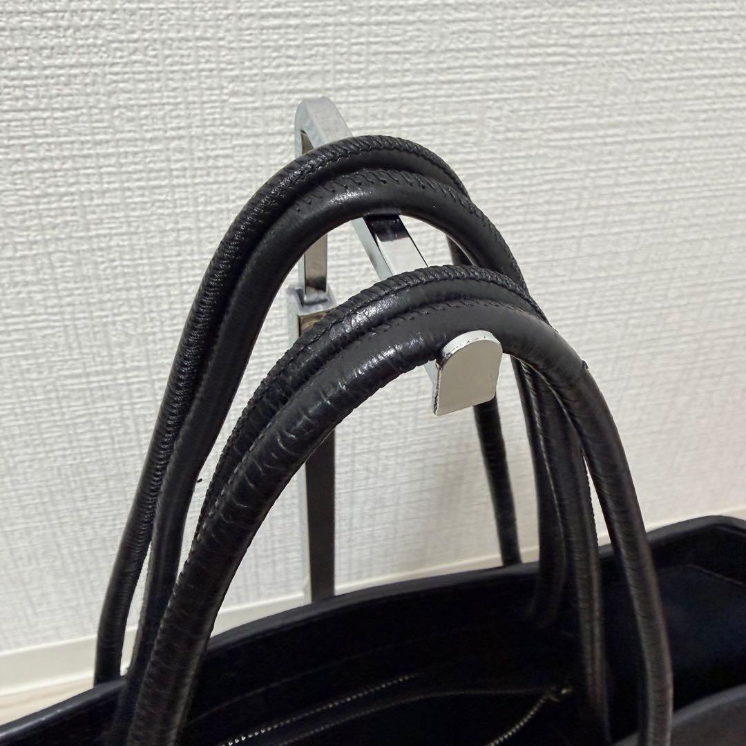 美品 バレンシアガ ショッピング トートバッグ ロゴ レザー ブラック