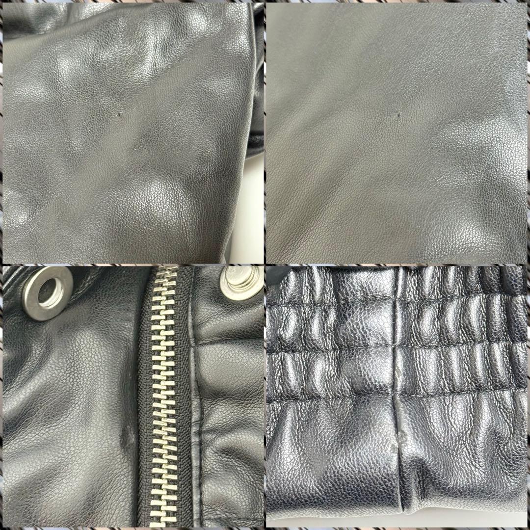 adidas フェイクレザー ダウンジャケット　ブラック　M