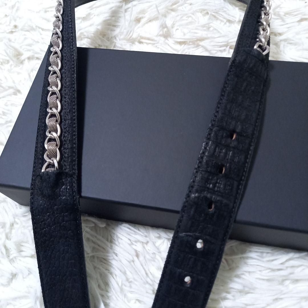 ●良品●　TORNADO MART　Y2K　チェーン　レザー　ベルト　シルバー