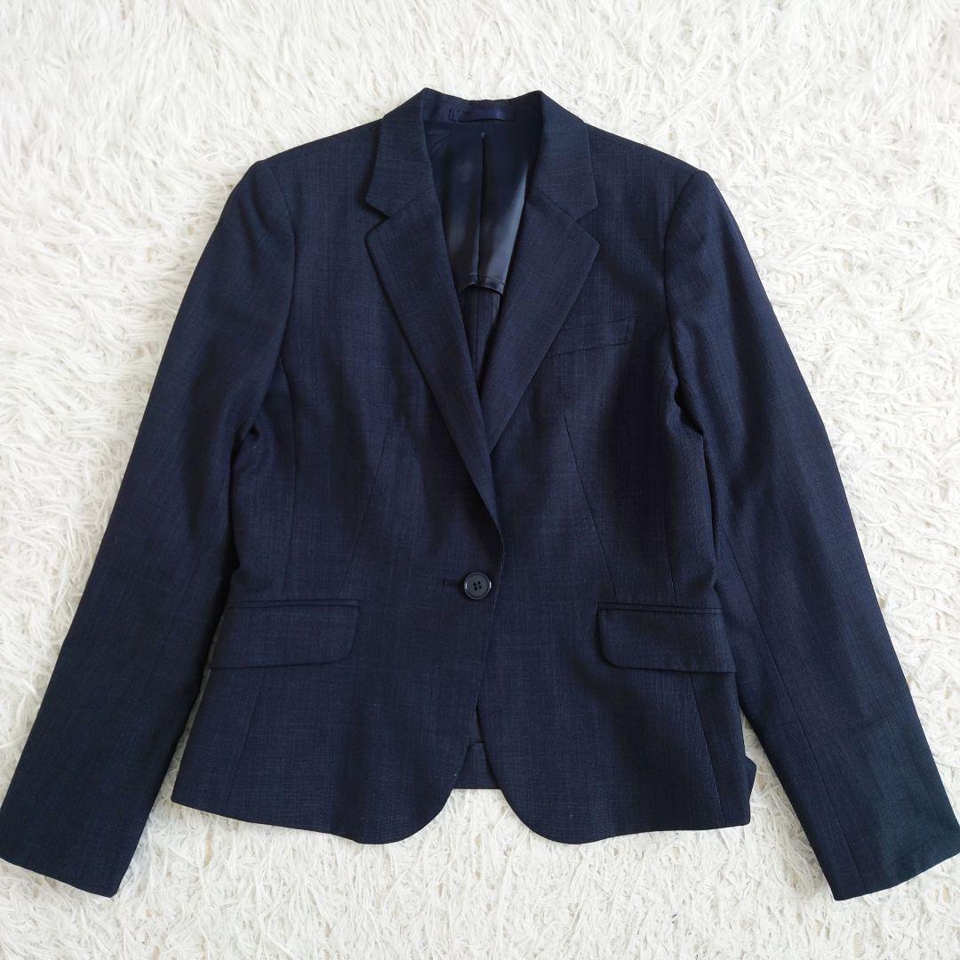 大きいサイズ　レミュー　パンツスーツ　ウォッシャブル　ネイビー　上11下13