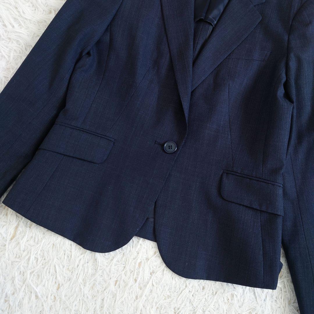 大きいサイズ　レミュー　パンツスーツ　ウォッシャブル　ネイビー　上11下13