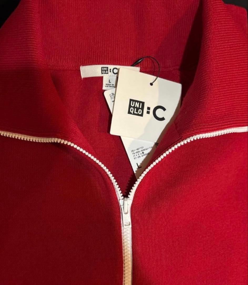 UNIQLO C ミラノリブフルジップカーディガン 15 RED L