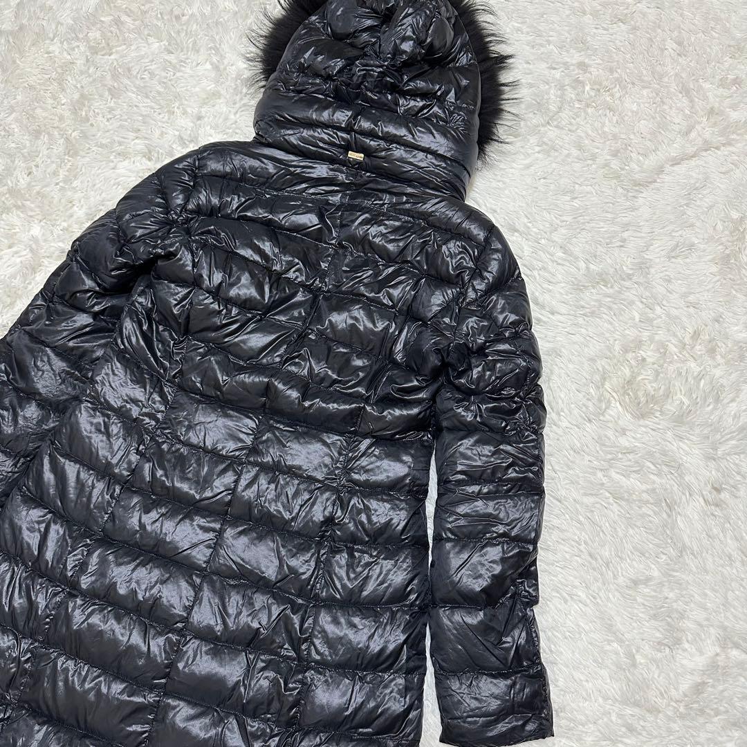 HERNO ダウンコート　ヘルノ　ブラック　タヌキファー　Aライン　ロング丈