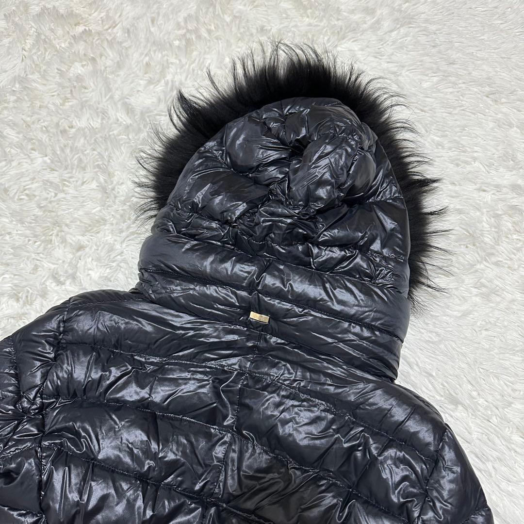 HERNO ダウンコート　ヘルノ　ブラック　タヌキファー　Aライン　ロング丈