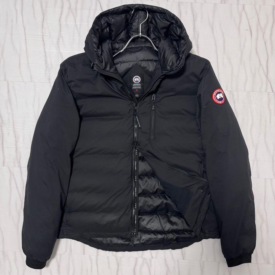 XL相当✨ カナダグース ロッジ フーディ ライトダウンジャケット 黒 フード