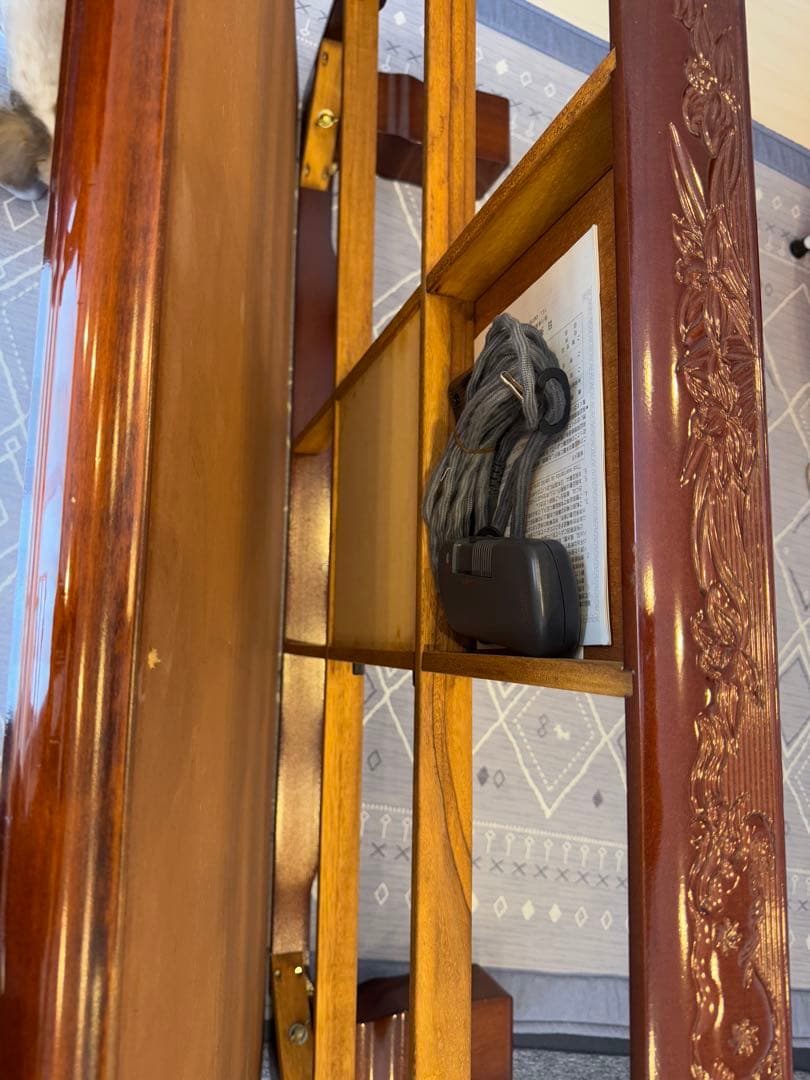 木製彫刻入り座卓こたつ　ダークブラウン